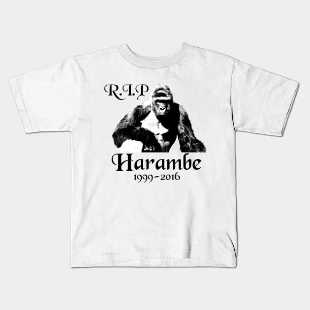 Rest In Peace Harambe gorilla Kids T-Shirt by TShirtWaffle1